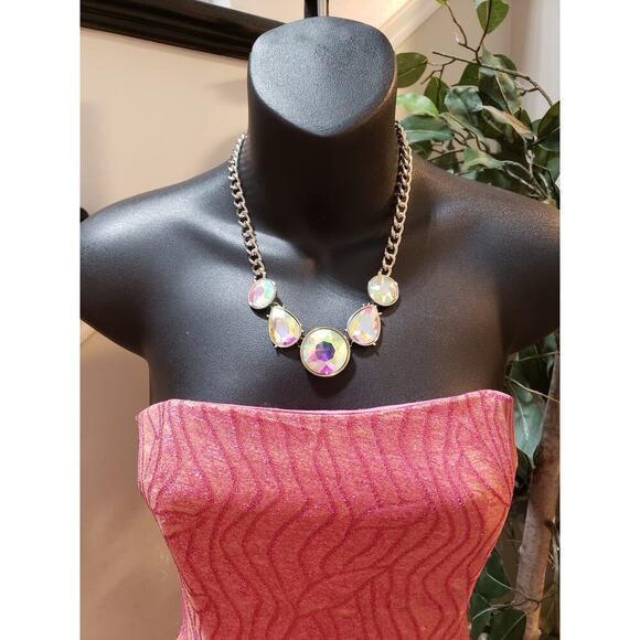 Jessica McClintock Gunne Sax Strapless Dress Women 5/6 Pink Embellished Back Zip - Picture 5 of 12